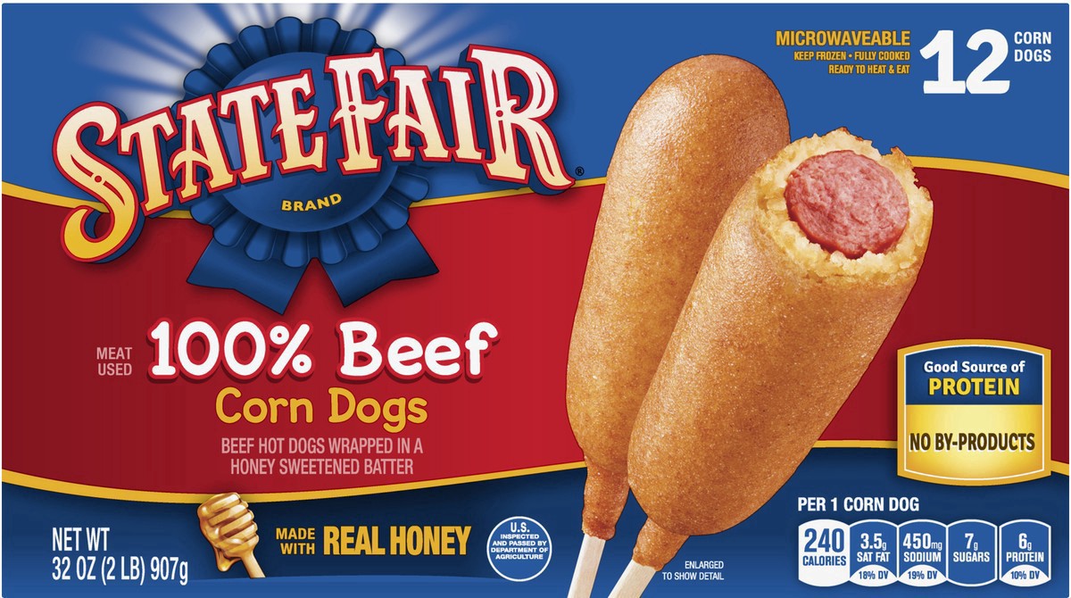 slide 6 of 9, State Fair Beef Corn Dogs, Frozen, 12 Count, 12 ct; 32 oz