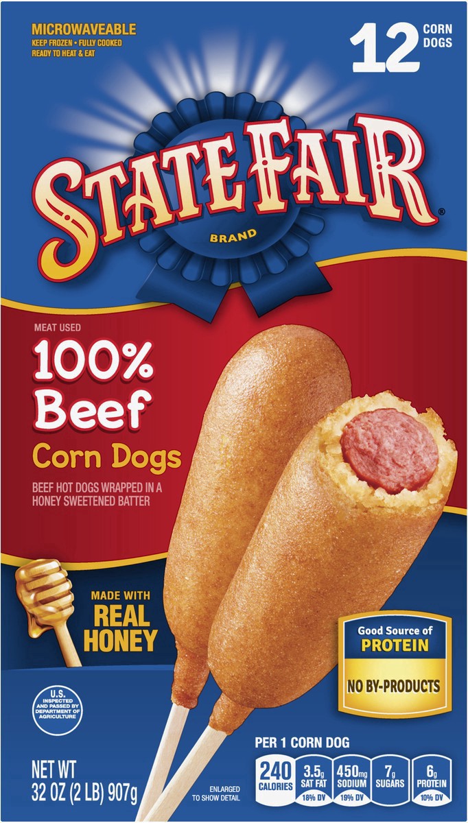 slide 5 of 9, State Fair Beef Corn Dogs, Frozen, 12 Count, 12 ct; 32 oz