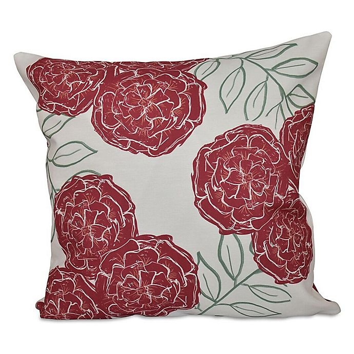 slide 1 of 1, E by Design Mums the Word Floral Print Square Throw Pillow - Brick, 1 ct