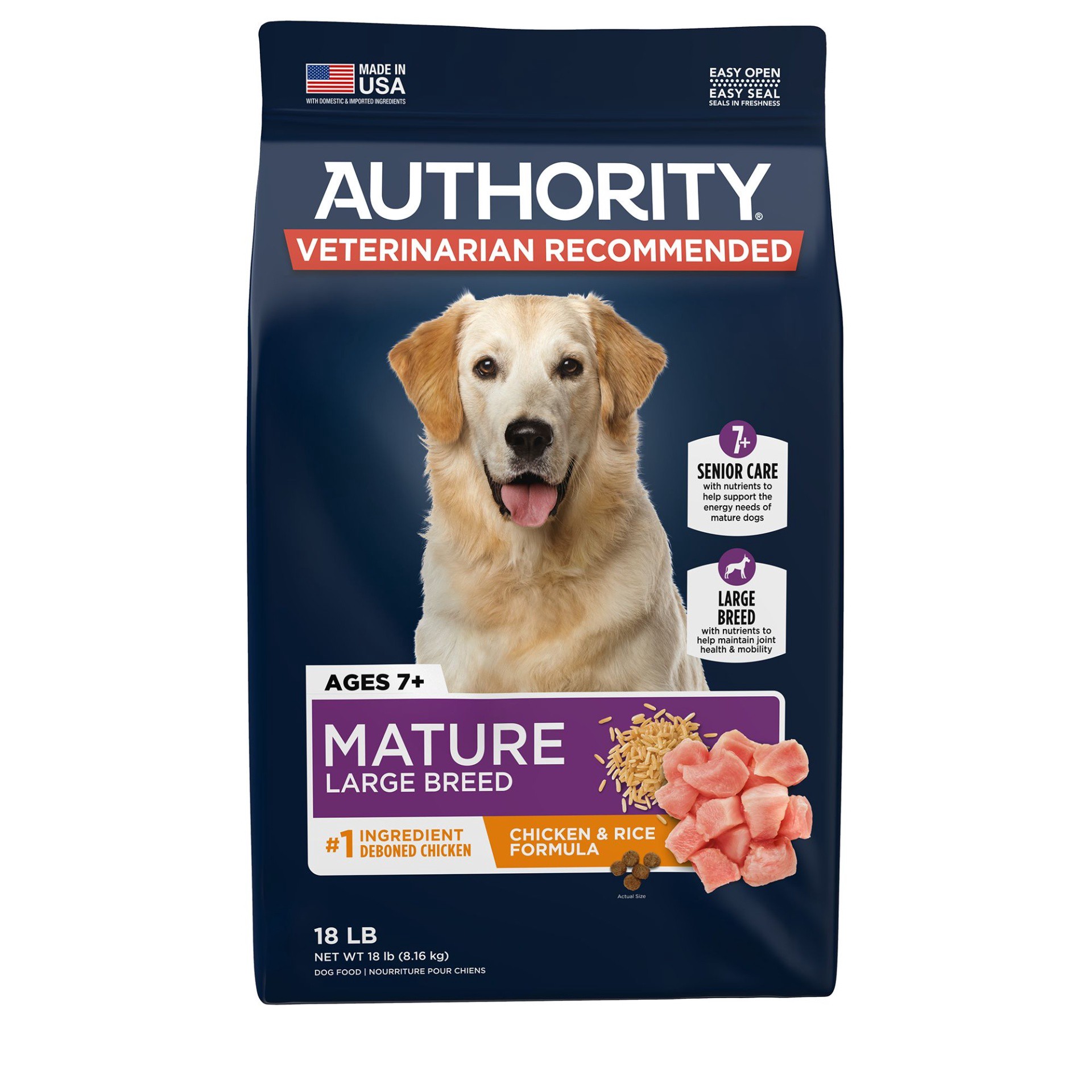 slide 1 of 1, Authority Everyday Health Large Breed Senior Dry Dog Food - Chicken, 18 lb