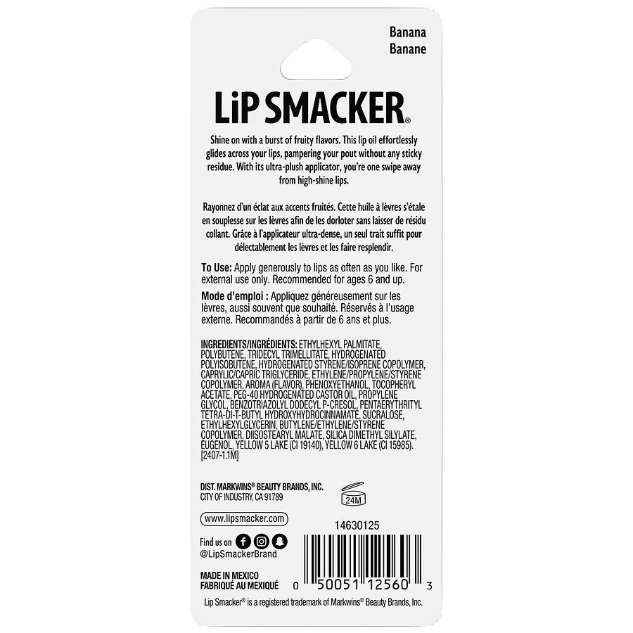 slide 3 of 5, Lip Smacker Fruit Glaze Lip Oil Banana, 0.21 fl oz