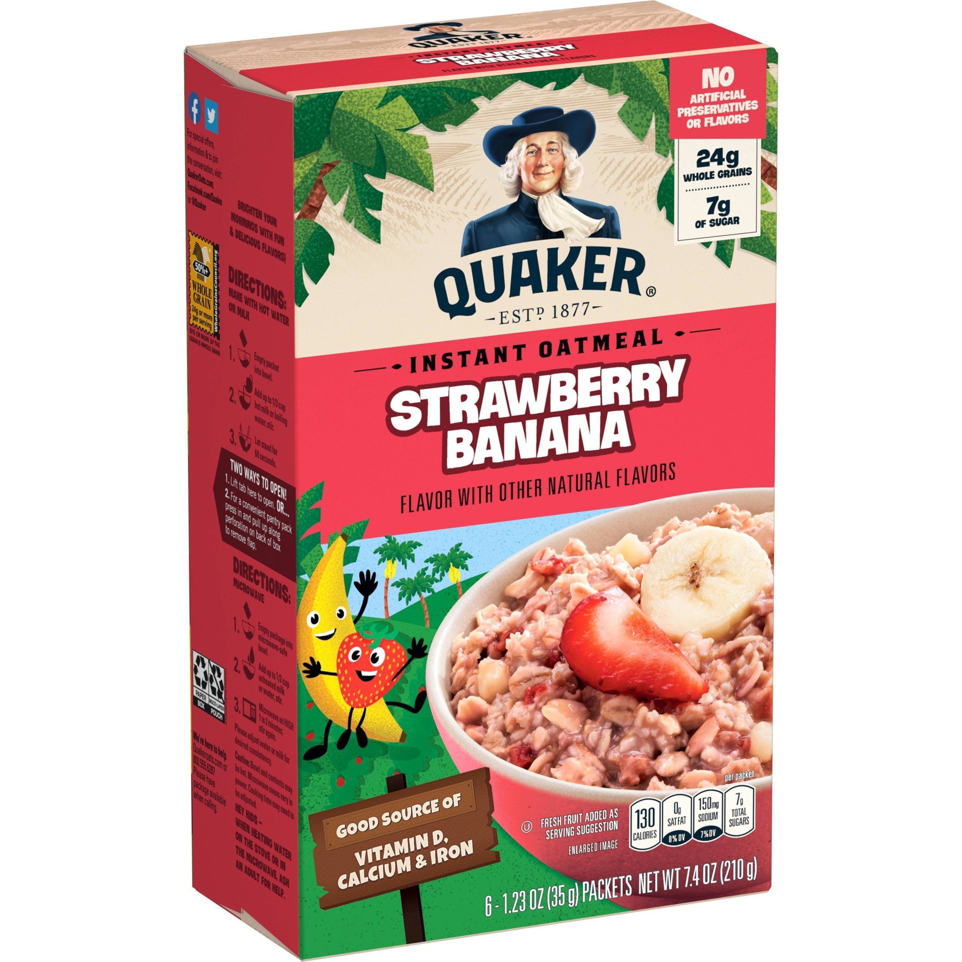 slide 1 of 1, Quaker Instant Oatmeal Strawberry Banana 1.23 Oz 6 Count, 6 ct