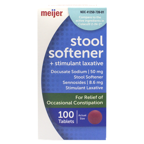 slide 1 of 1, Meijer Stool Softener Stimulant Laxative, Tablets, 100 ct