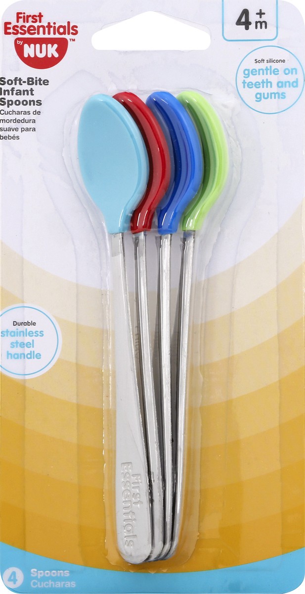 slide 7 of 8, NUK First Essentials Soft-Bite Infant Spoons 4 ea, 4 ct