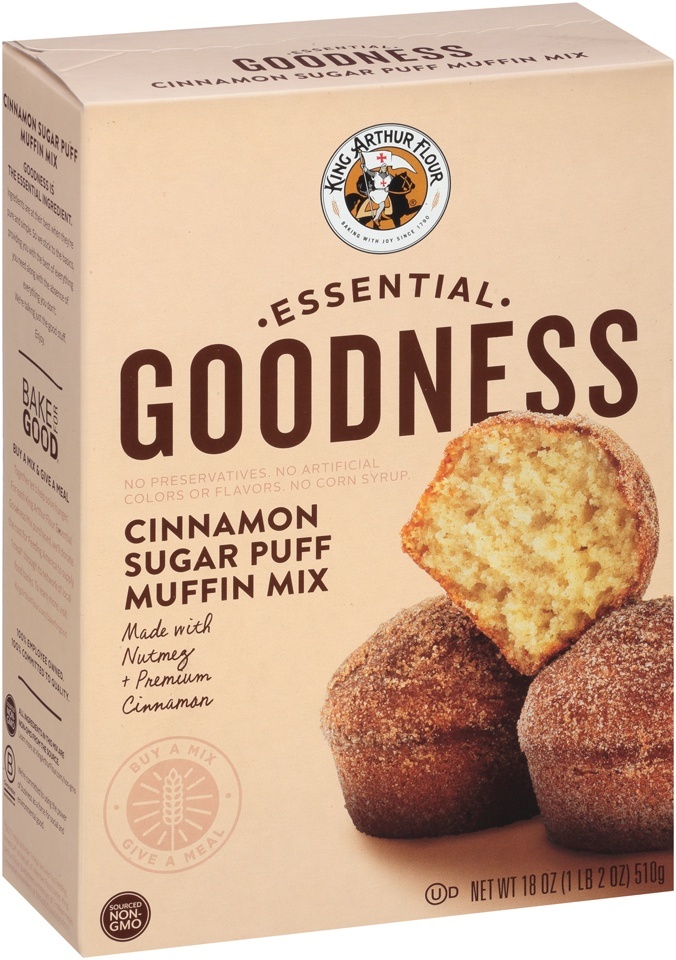 slide 1 of 1, King Arthur Essential Goodness Cinnamon Sugar Puff Muffin Mix, 22 oz