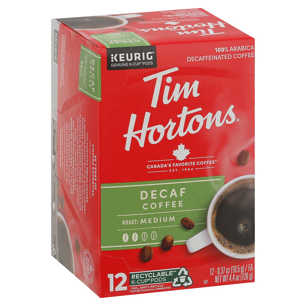 slide 9 of 9, Tim Hortons Decaffeinted Single Serve Coffee Pods - 12 ct, 12 ct