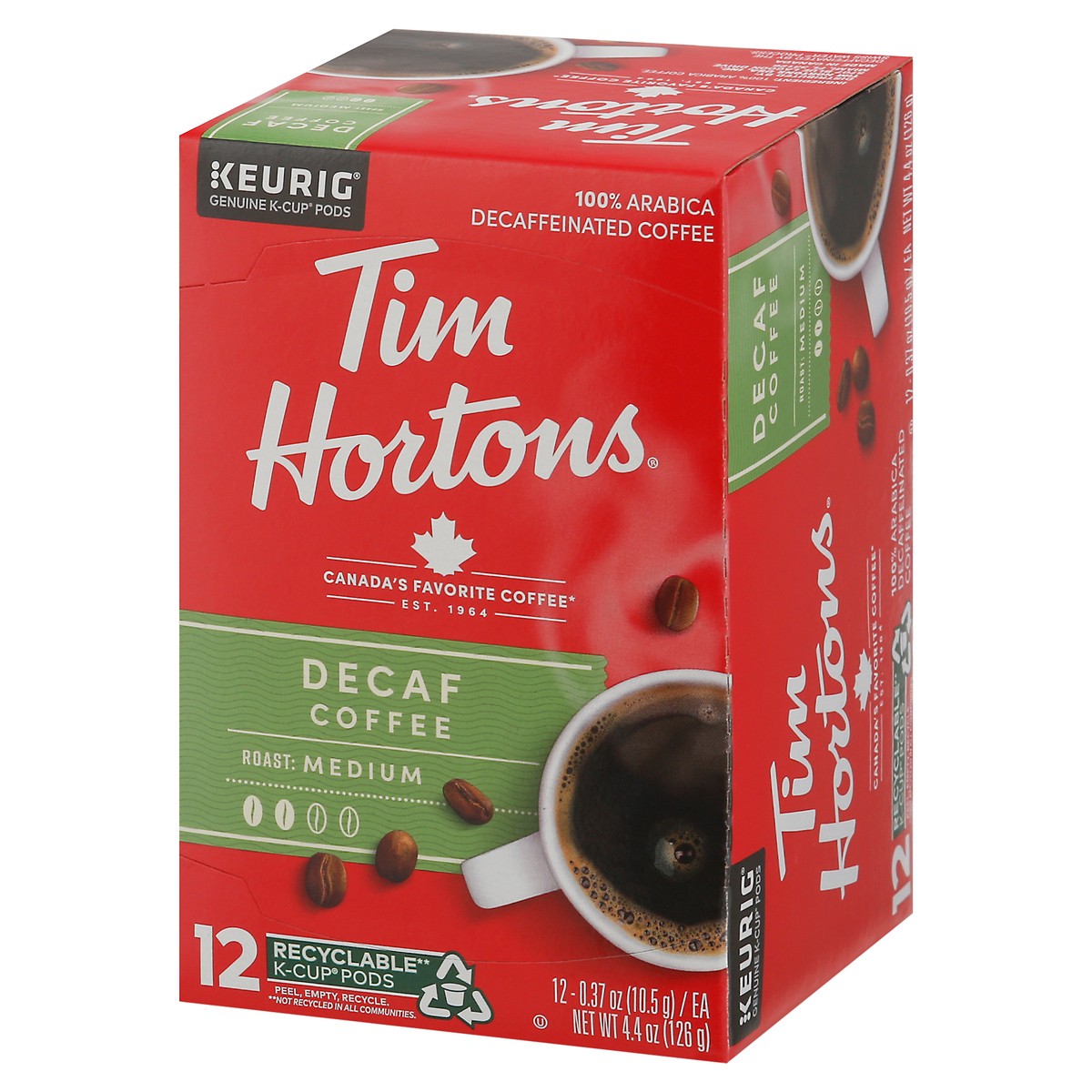 slide 6 of 9, Tim Hortons Decaffeinted Single Serve Coffee Pods - 12 ct, 12 ct