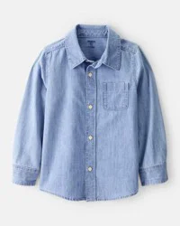 Oshkosh Boys Chambray Long-Sleeve Button-Down Shirt Blue 5