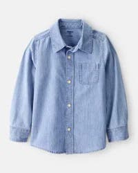 Oshkosh Boys Chambray Long-Sleeve Button-Down Shirt Blue 5