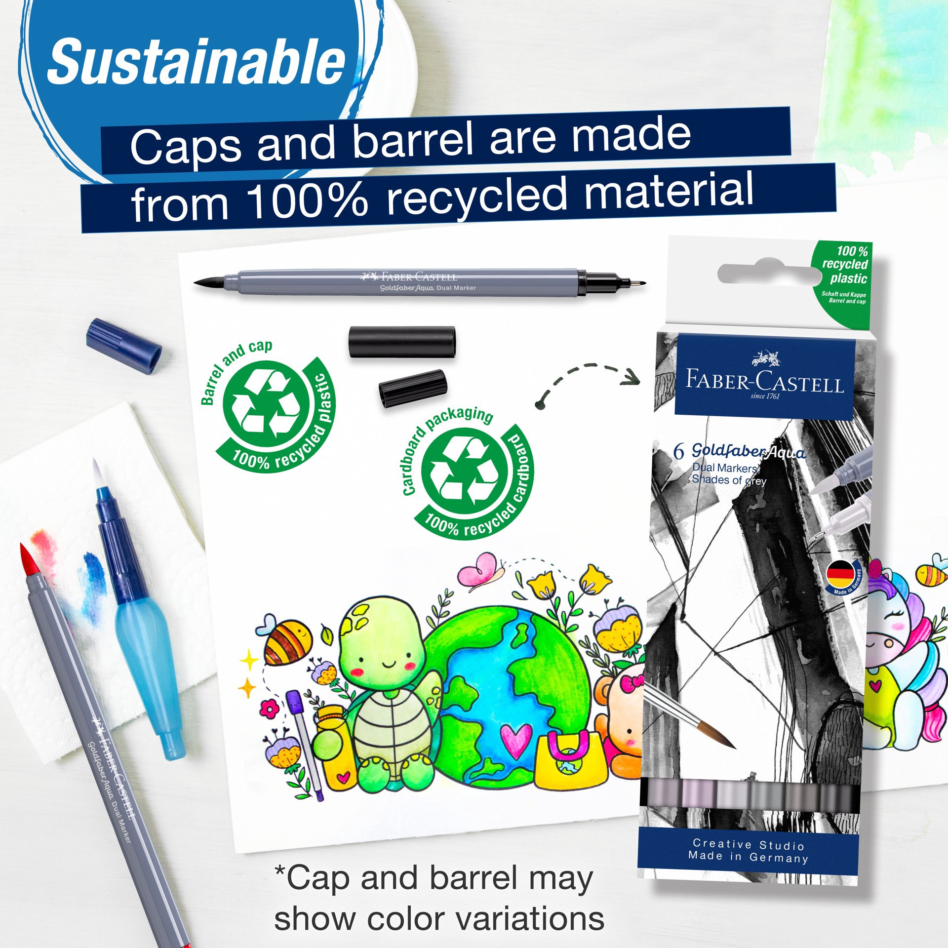 slide 3 of 7, Faber-Castell Goldfaber Aqua Shades Of Gray Dual-Tip Marker Set, 1 ct