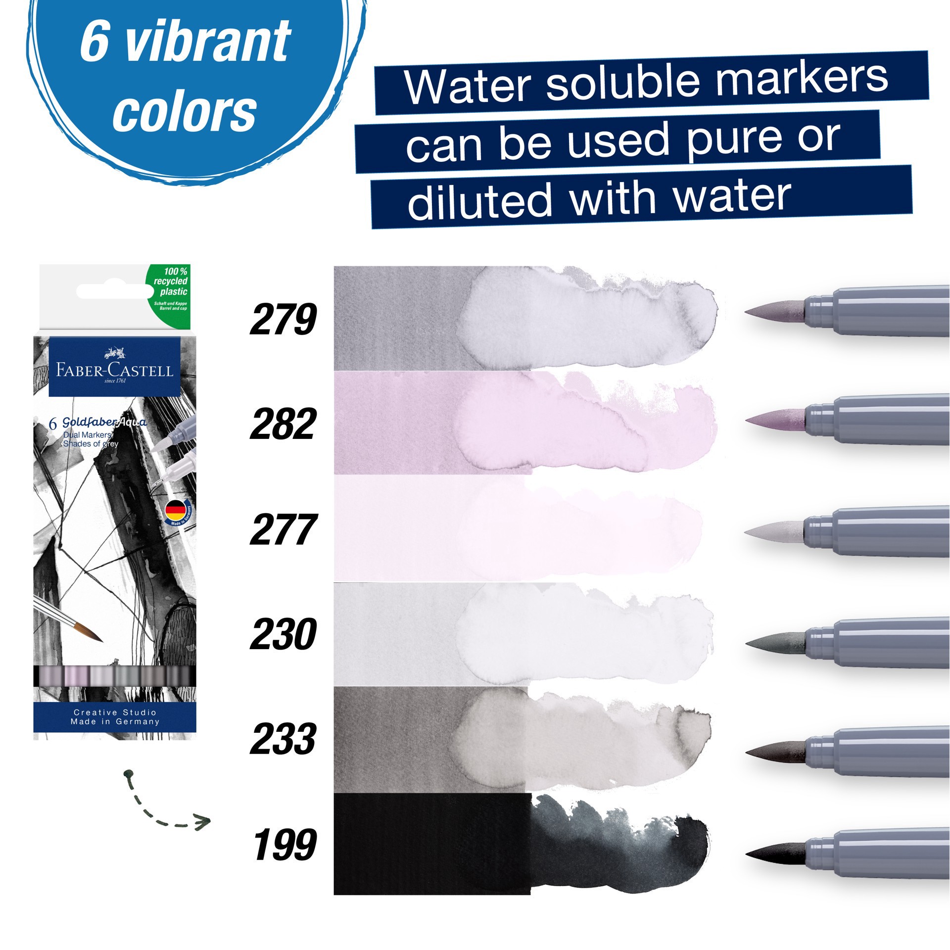 slide 5 of 7, Faber-Castell Goldfaber Aqua Shades Of Gray Dual-Tip Marker Set, 1 ct