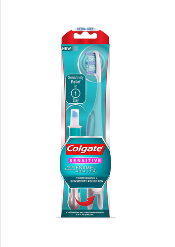 slide 1 of 1, Colgate Extra Soft Sensitive Toothbrush Plus Built-In Sensitivity Relief Pen, 1 ct