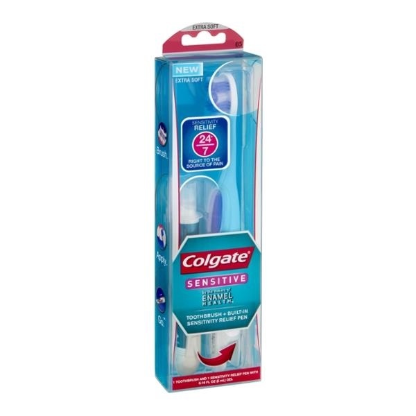 slide 1 of 1, Colgate Extra Soft Sensitive Toothbrush Plus Built-In Sensitivity Relief Pen, 1 ct