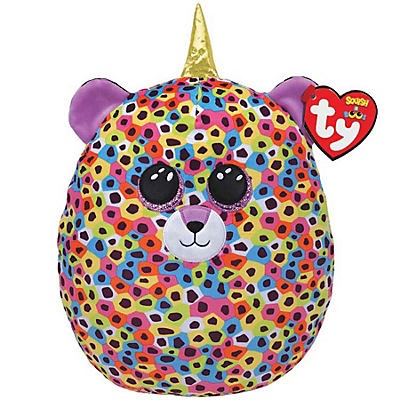 slide 1 of 1, TY Giselle - Multicolor UniLeopard Squish A Boos Plush, 14 in