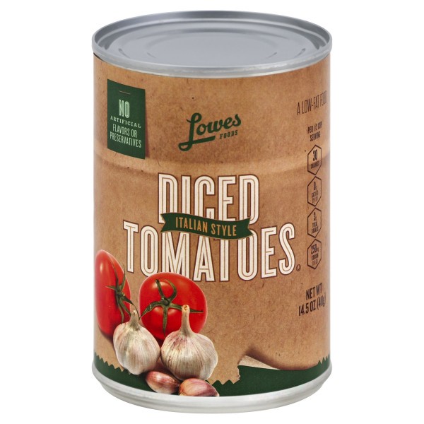 slide 1 of 1, Lowes Foods Tomatoes Diced Italian Style, 14.5 oz