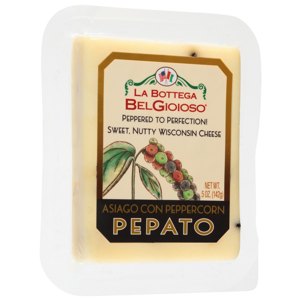 slide 9 of 14, BelGioioso Asiago Con Peppercorn Pepato Cheese 5 oz, 5 oz