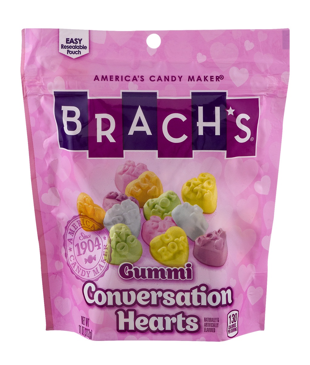slide 1 of 1, Brach's Gummi Conversation Hearts, 11 oz