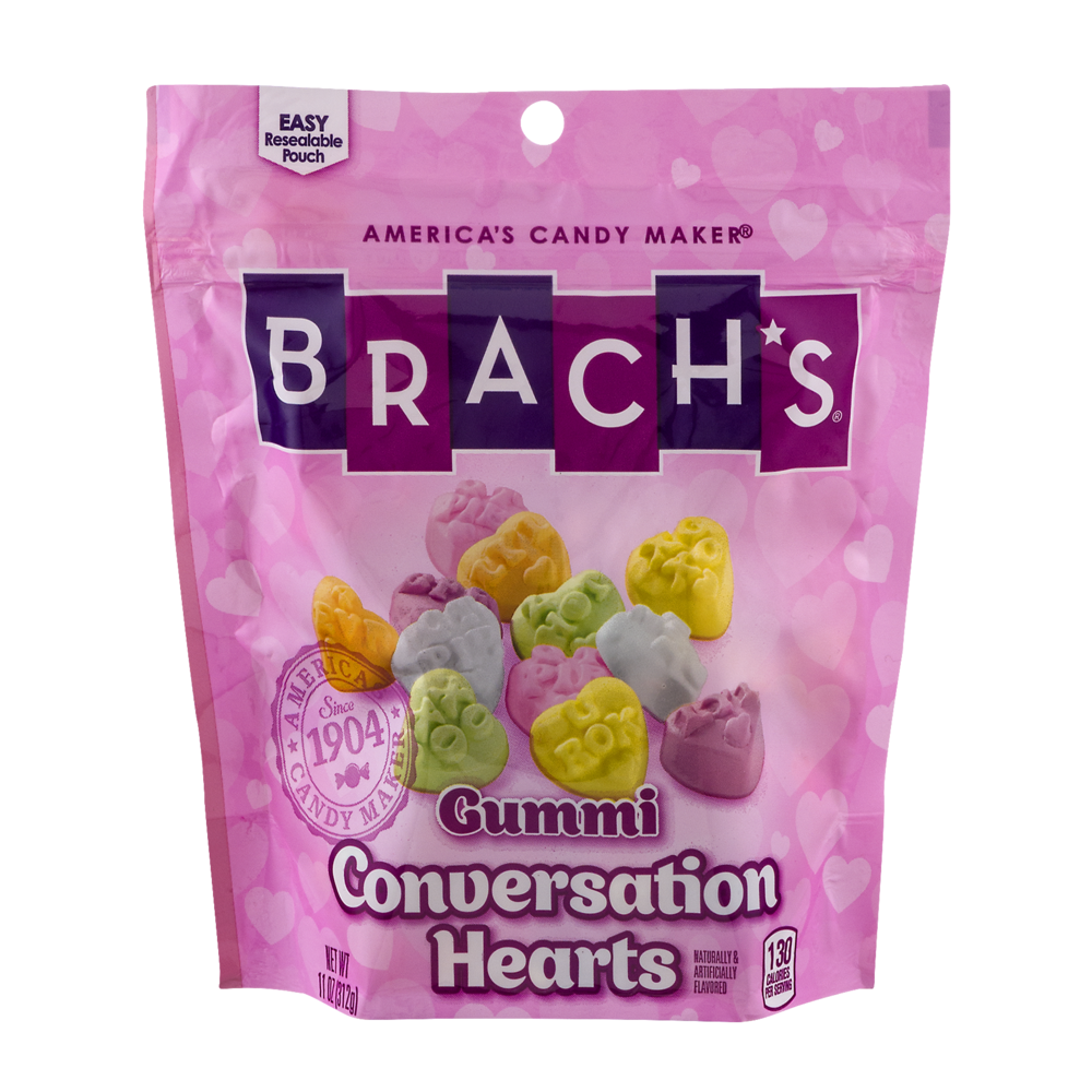 slide 1 of 1, Brach's Gummi Conversation Hearts, 11 oz