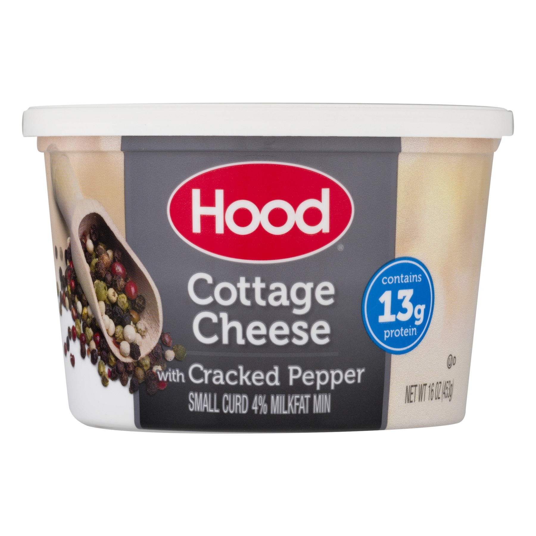 slide 1 of 6, Hood Cracked Pepper 4% Small Curd Cottage Cheese, 16 oz