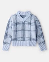 Oshkosh Girls Plaid Sweater - Blue Blue 12