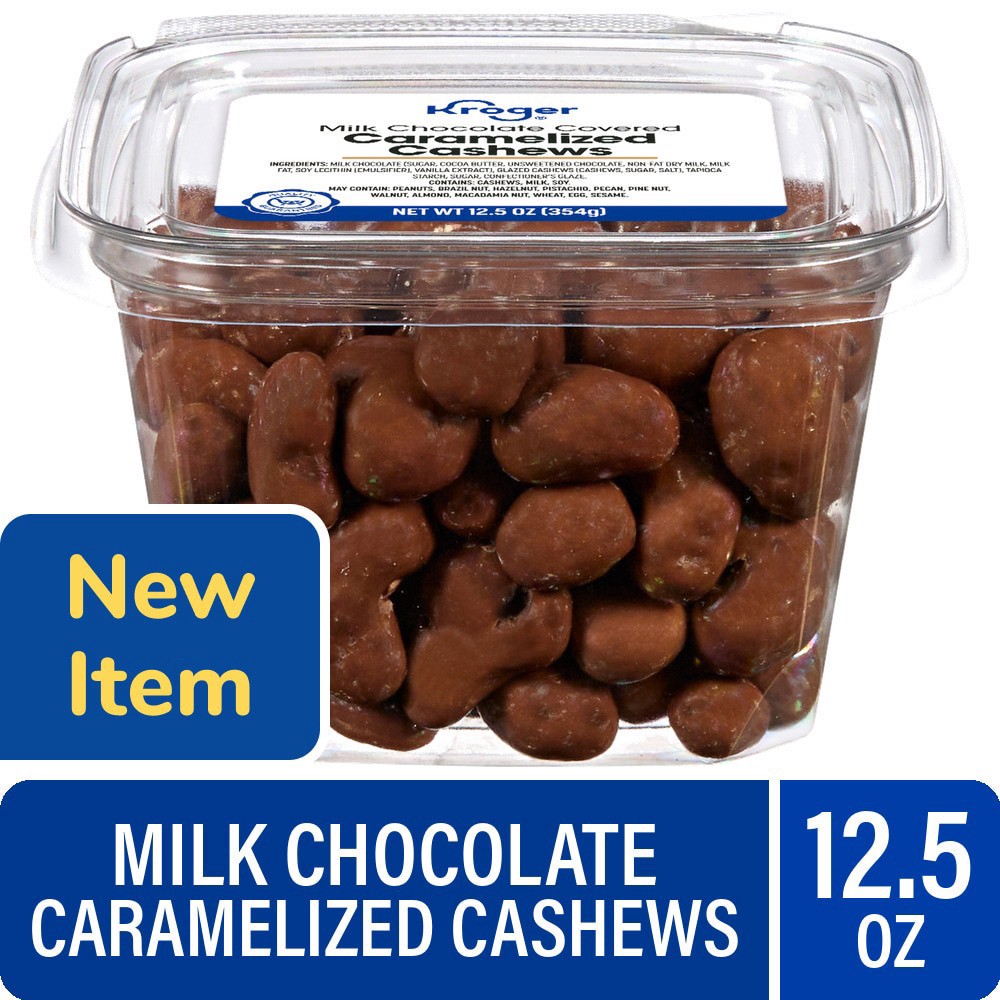 slide 1 of 1, Kroger® Milk Chocolate Covered Caramelized Cashews, 12.5 oz