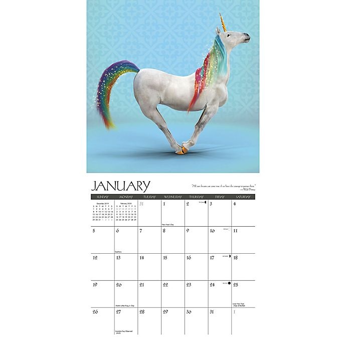 slide 3 of 3, Willow Creek Press 2020 Unicorn Yoga 18-Month Wall Calendar, 1 ct