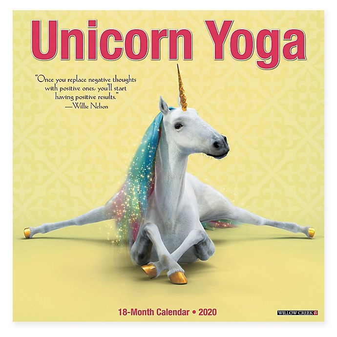 slide 1 of 3, Willow Creek Press 2020 Unicorn Yoga 18-Month Wall Calendar, 1 ct