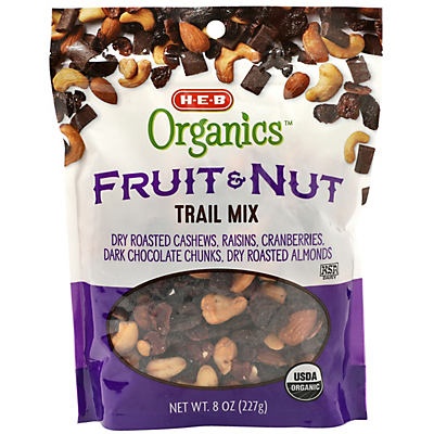 slide 1 of 1, H-E-B Organics Fruit & Nut Trail Mix, 8 oz