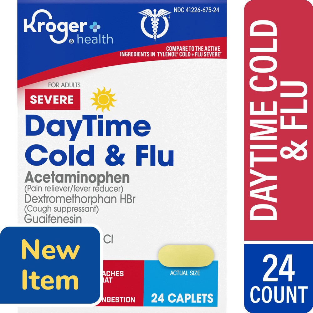 slide 1 of 4, Kroger® Severe Cold & Flu Daytime Cold Medicine, 24 ct