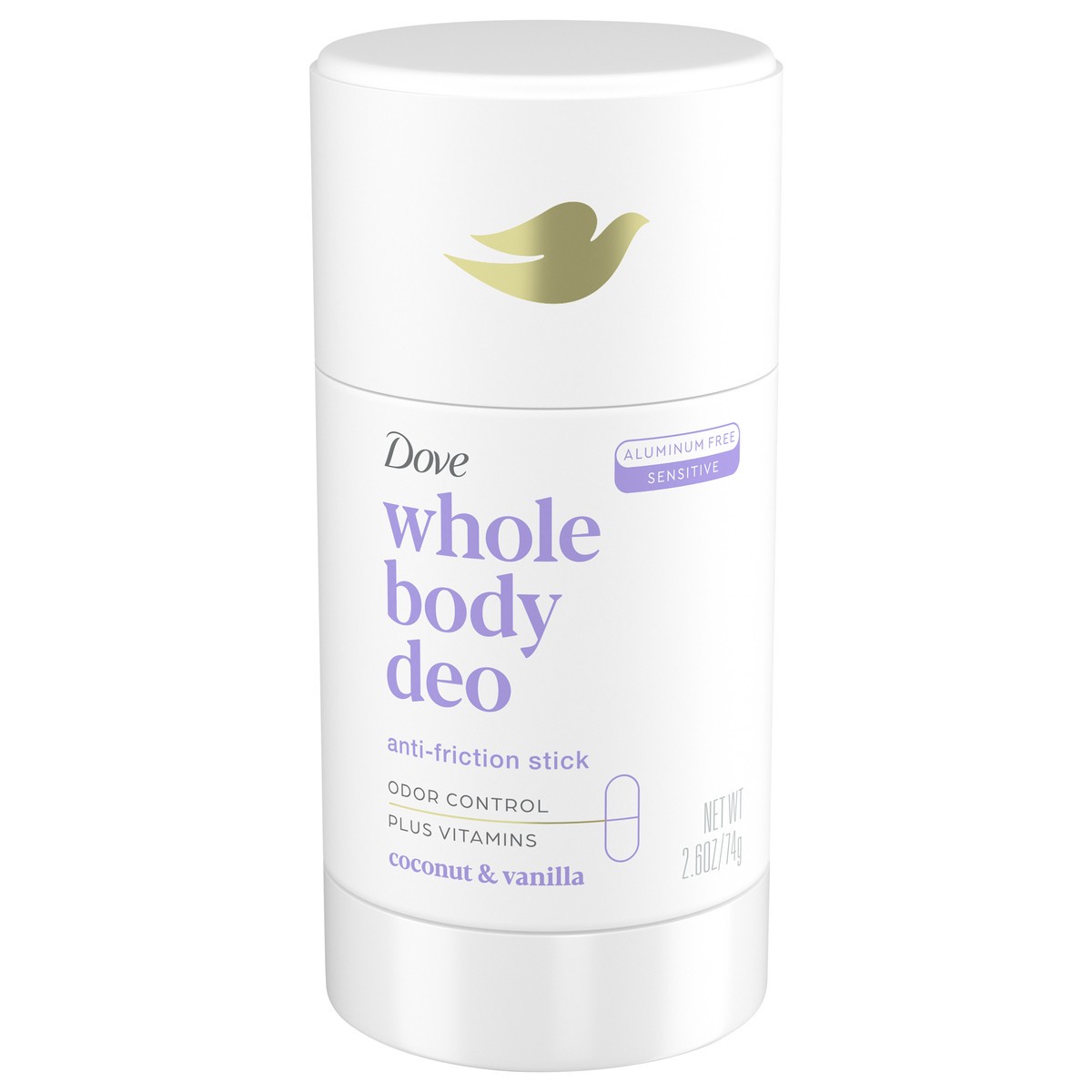 slide 1 of 13, Dove Whole Body Deo Aluminum Free Deodorant Stick Coconut + Vanilla for Body Odor Control, 2.6 oz, 2.6 oz