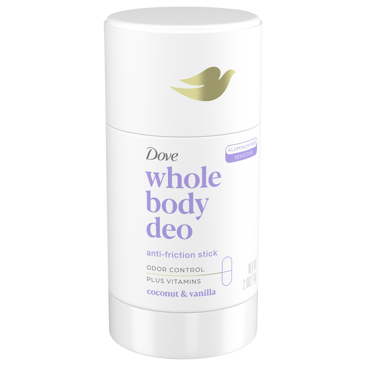 slide 2 of 13, Dove Whole Body Deo Aluminum Free Deodorant Stick Coconut + Vanilla for Body Odor Control, 2.6 oz, 2.6 oz