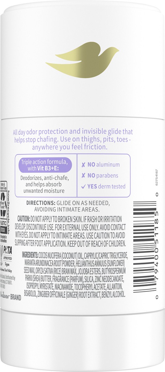 slide 11 of 13, Dove Whole Body Deo Aluminum Free Deodorant Stick Coconut + Vanilla for Body Odor Control, 2.6 oz, 2.6 oz