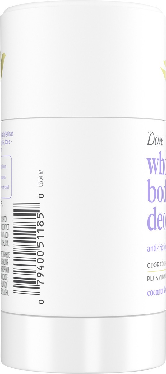 slide 3 of 13, Dove Whole Body Deo Aluminum Free Deodorant Stick Coconut + Vanilla for Body Odor Control, 2.6 oz, 2.6 oz