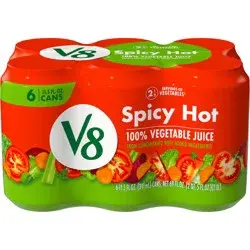 V8 Spicy Hot 100% Vegetable Juice, 11.5 fl oz Can (6 Pack)