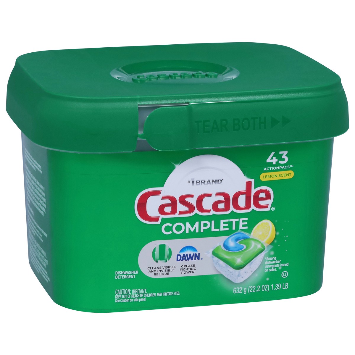 slide 6 of 11, Cascade Complete Dishwasher Pods, Dishwasher Detergent, Dish Detergent Tabs Tablets, Lemon, 43 Count, 43 ct