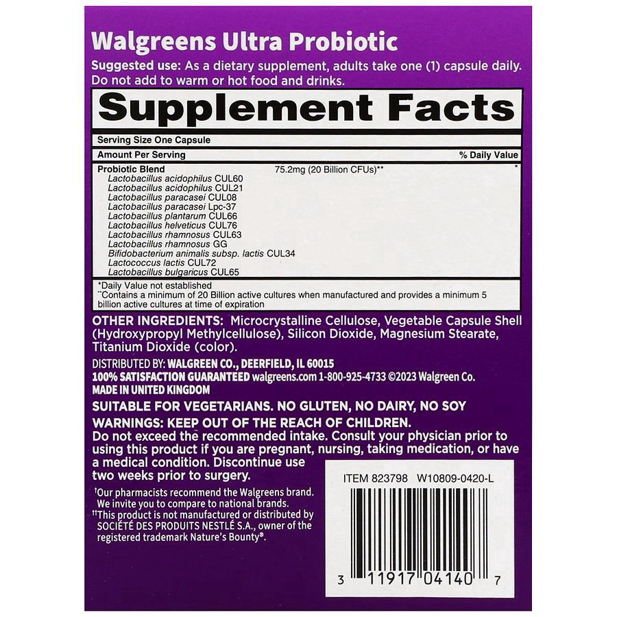 slide 4 of 5, Walgreens Ultra Probiotic Capsules, 60 ct