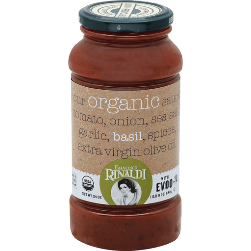 slide 1 of 1, Francesco Rinaldi Organic Tomato Sauce Basil, 24 oz