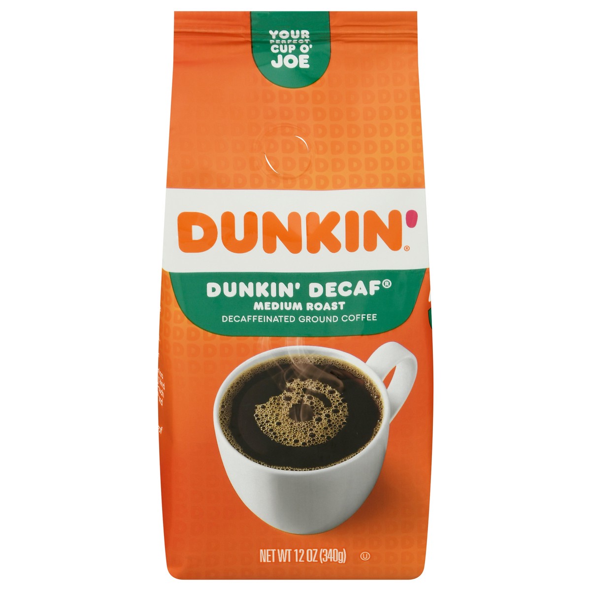 slide 1 of 4, Dunkin' Decaf Decaffeinated Medium Roast Ground Coffee 12 oz, 12 oz