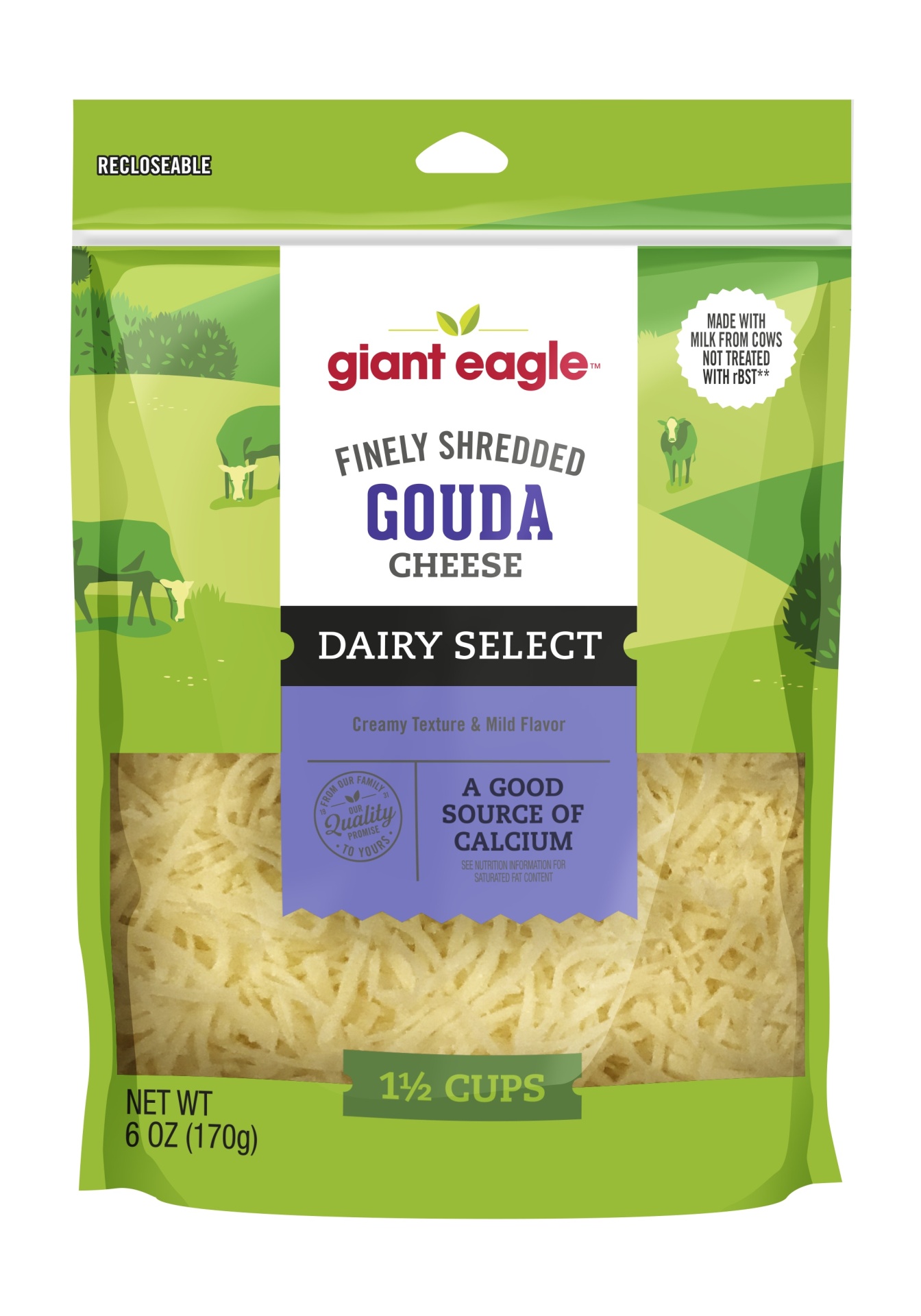 slide 1 of 1, Giant Eagle Fancy Shredded Gouda Cheese, 6 oz