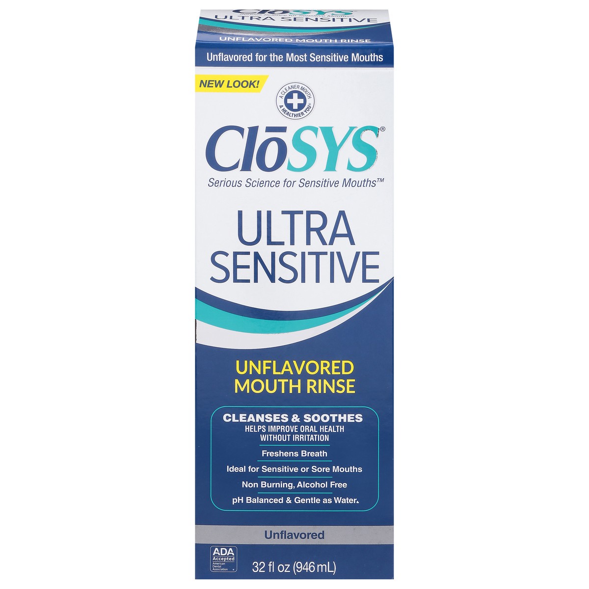slide 1 of 9, CloSYS Unflavored Ultra-Sensitive Mouth Rinse 32 fl oz, 32 fl oz