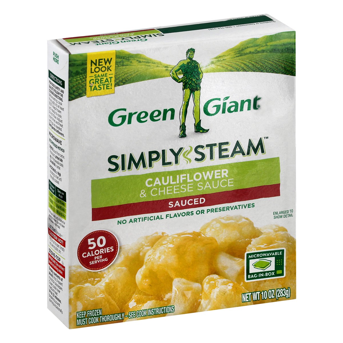 slide 3 of 13, Green Giant Simply Steam Sauced Cauliflower & Cheese Sauce 10 oz, 10 oz