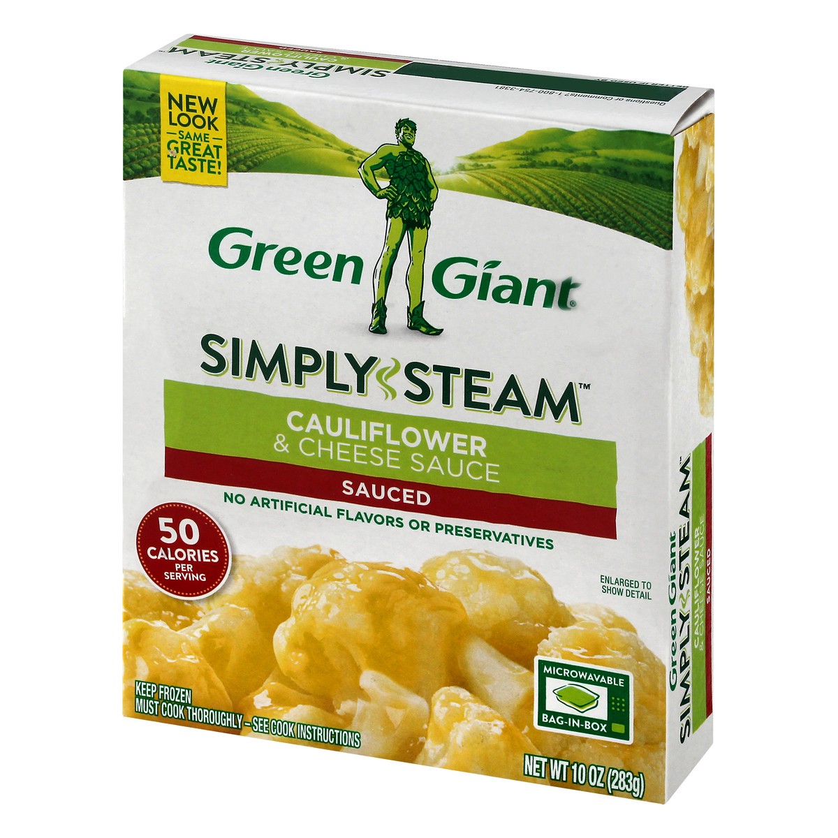 slide 4 of 13, Green Giant Simply Steam Sauced Cauliflower & Cheese Sauce 10 oz, 10 oz