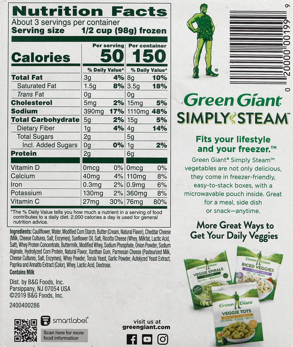 slide 8 of 13, Green Giant Simply Steam Sauced Cauliflower & Cheese Sauce 10 oz, 10 oz