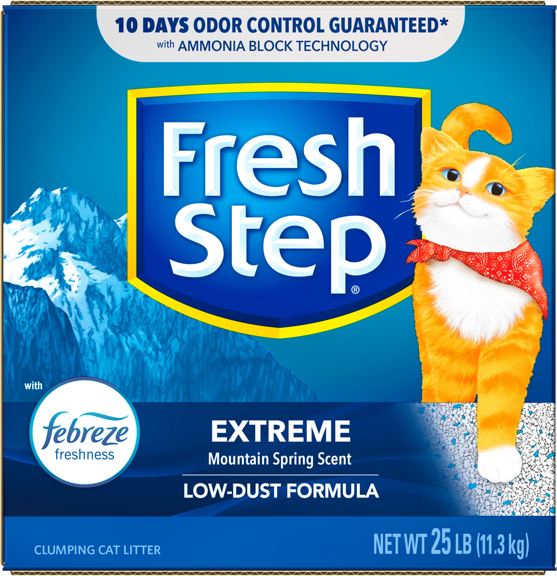 slide 2 of 5, Fresh Step Extreme Mountain Spring Scented  Litter with Febreze Clumping Cat Litter, 25 lb