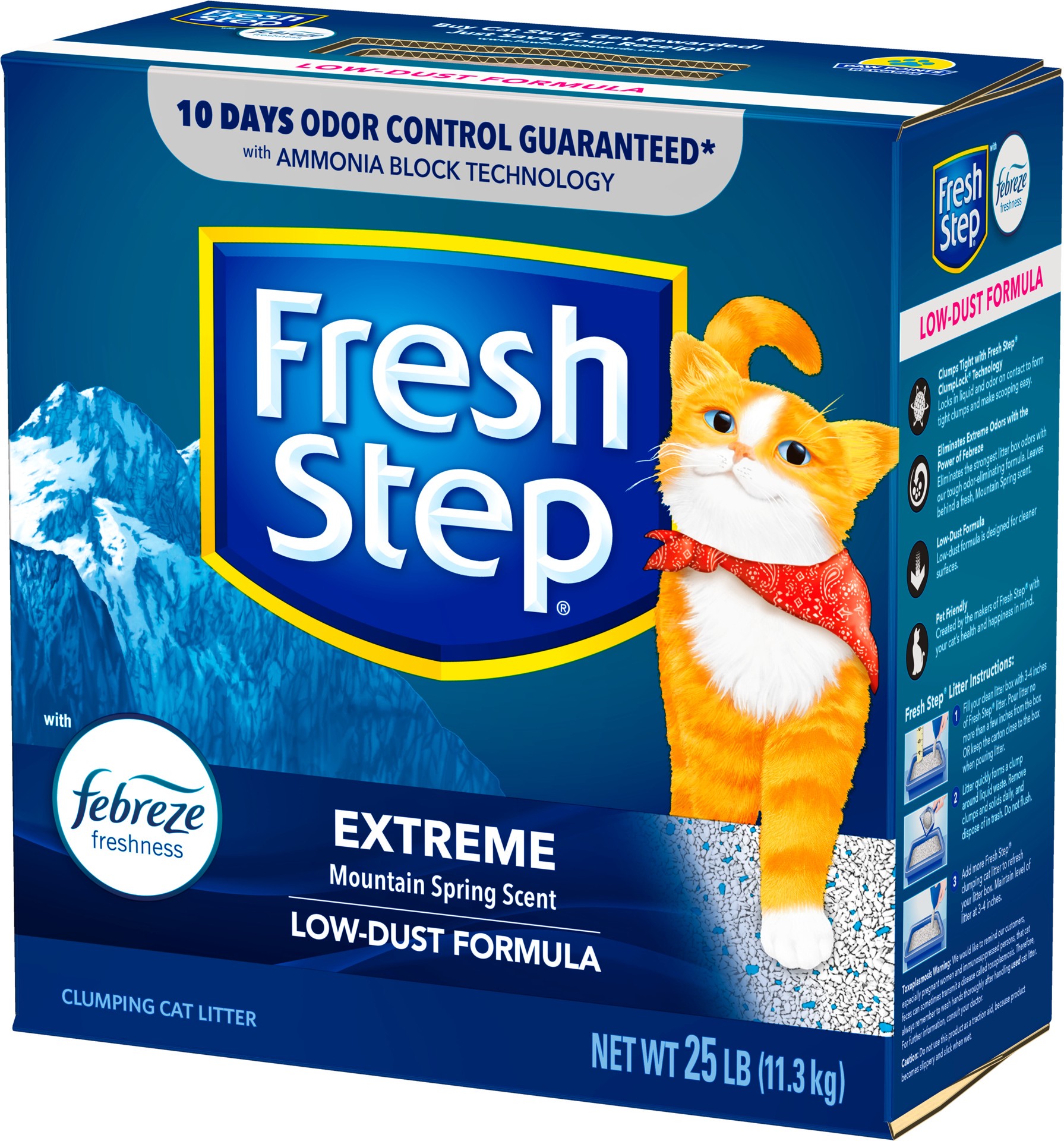 slide 5 of 5, Fresh Step Extreme Mountain Spring Scented  Litter with Febreze Clumping Cat Litter, 25 lb