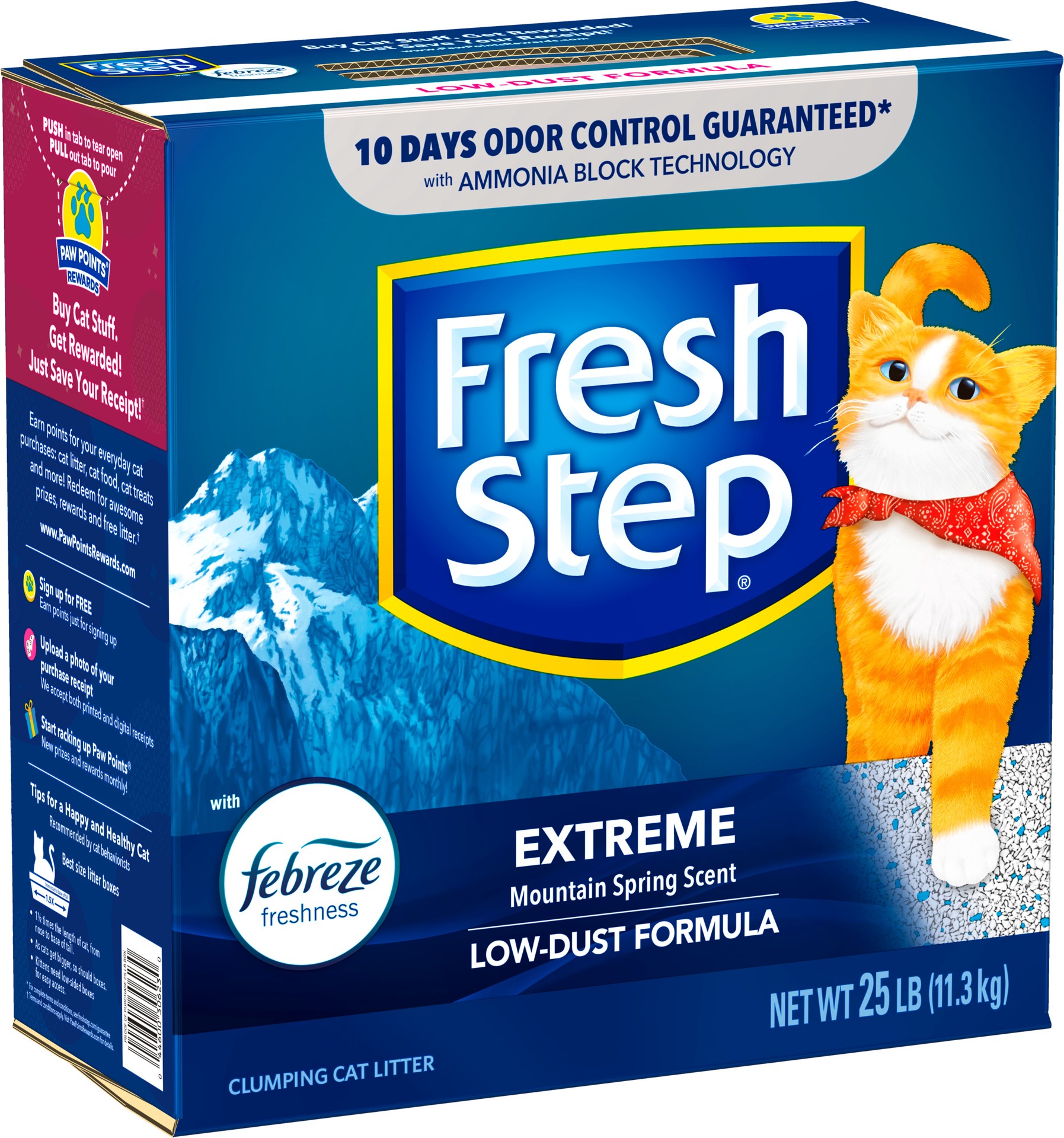 slide 3 of 5, Fresh Step Extreme Mountain Spring Scented  Litter with Febreze Clumping Cat Litter, 25 lb