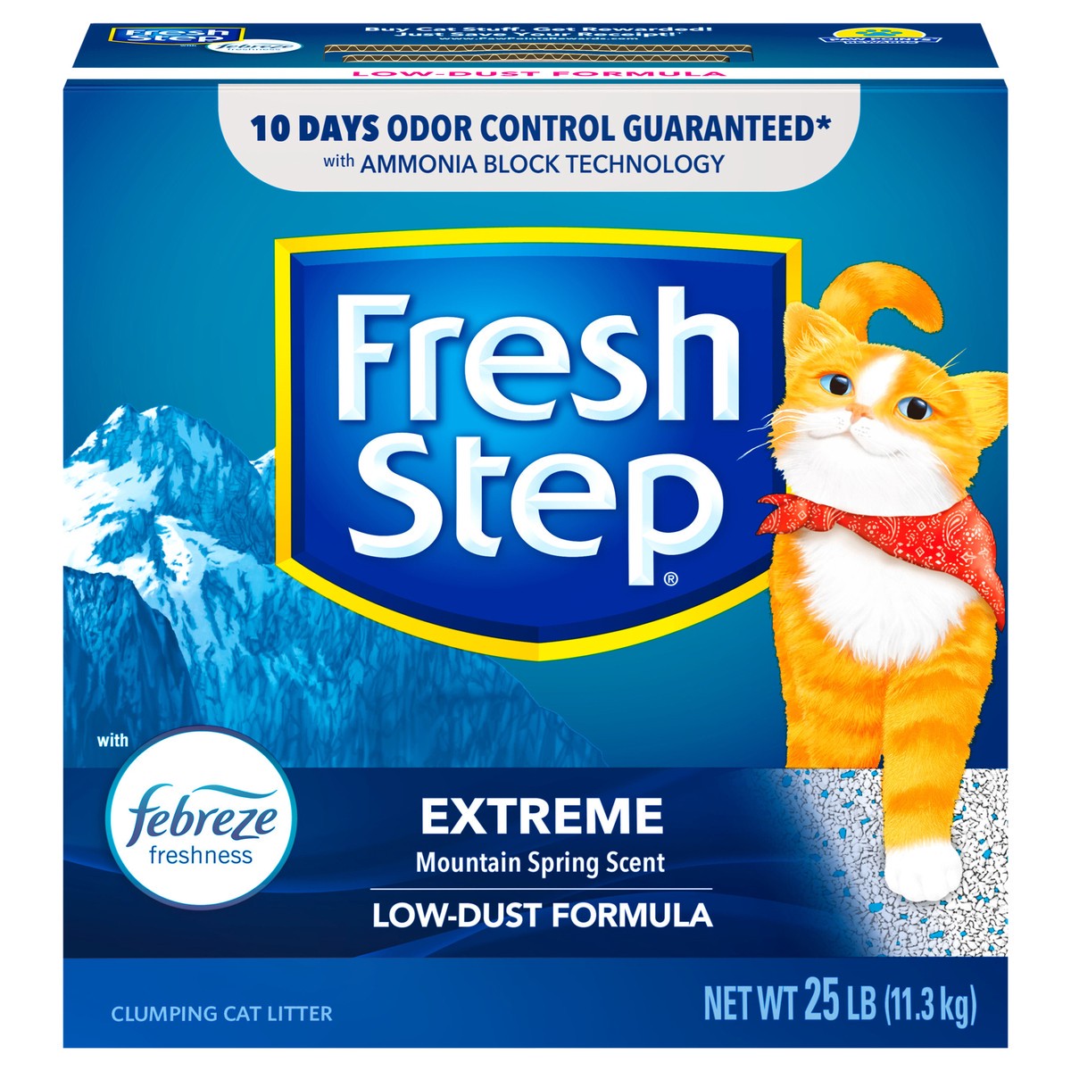 slide 1 of 5, Fresh Step Extreme Mountain Spring Scented Litter with Febreze Clumping Cat Litter, 25 lb