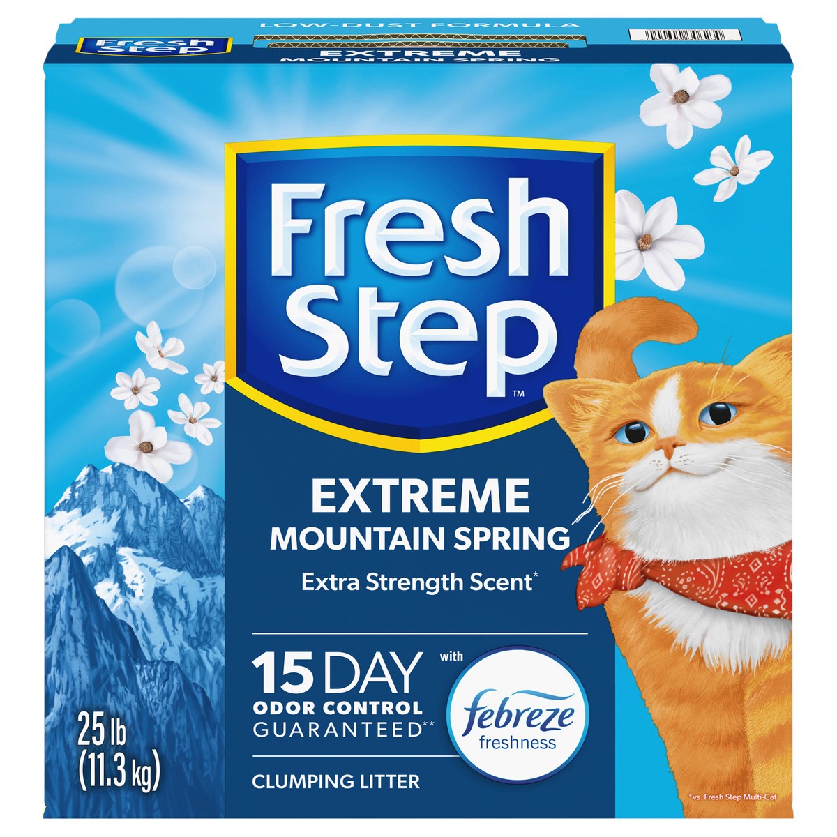 slide 1 of 5, Fresh Step Extreme Mountain Spring Scented Litter with Febreze Clumping Cat Litter, 25 lb
