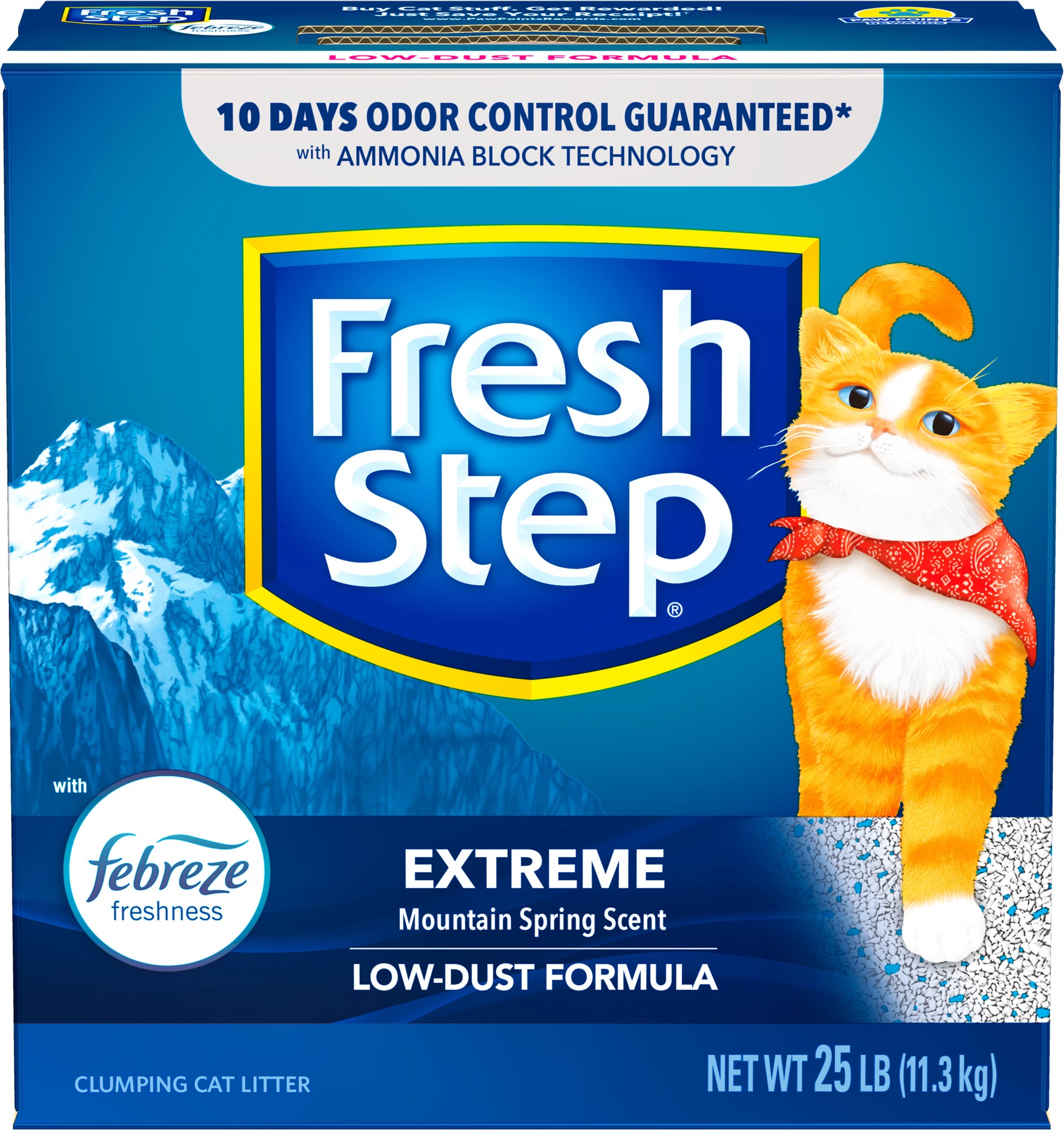 slide 1 of 5, Fresh Step Extreme Mountain Spring Scented  Litter with Febreze Clumping Cat Litter, 25 lb