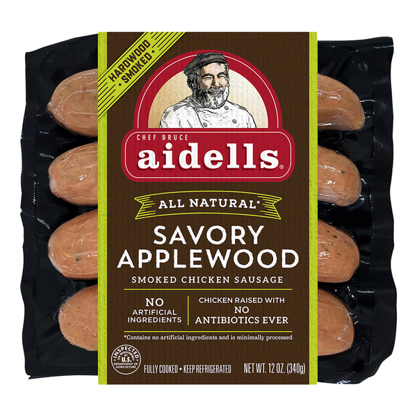 slide 1 of 1, Aidells Savory Applewood Hardwood Smoked Chicken Sausage Links, 4 ct